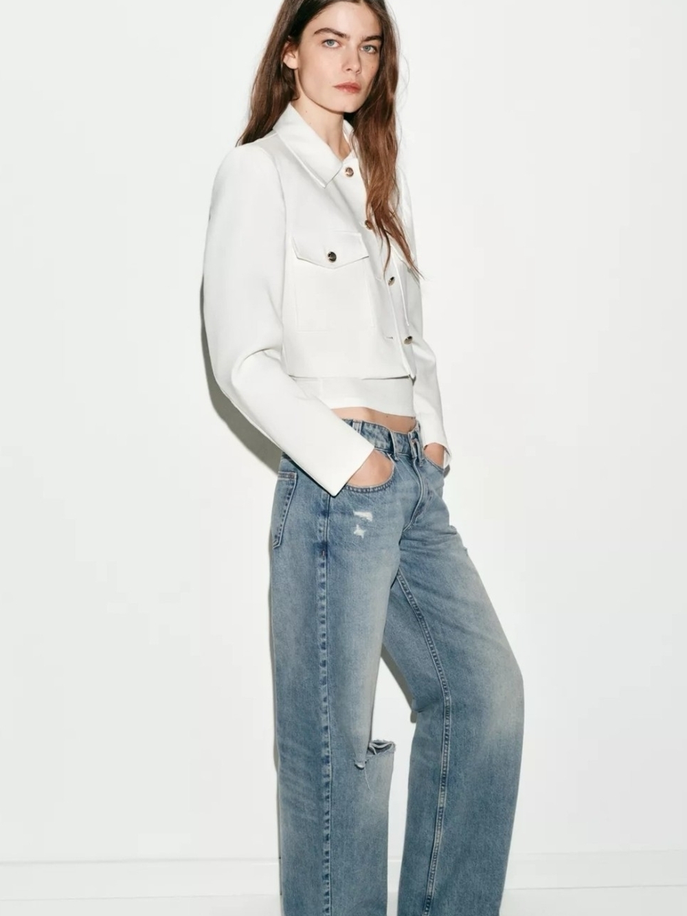 White/off White Cropped Zara Jacket - Picture 4 of 9